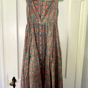 NATURAL LIFE Floral Button-Down Dress - Green and Red